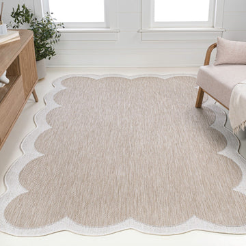 Alice Classic Cottage Two-tone Scalloped Indoor/Outdoor Area Rug